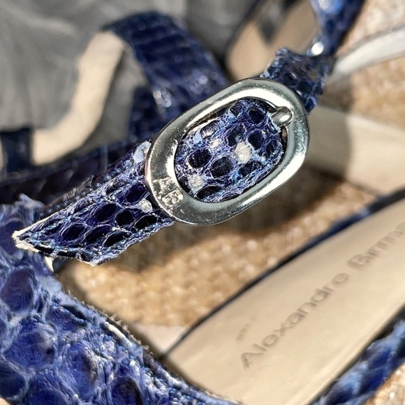 EUC Alexandre Birman Blue Snakeskin Strappy Platform Wedges Size 8.5 - Picture 6 of 12